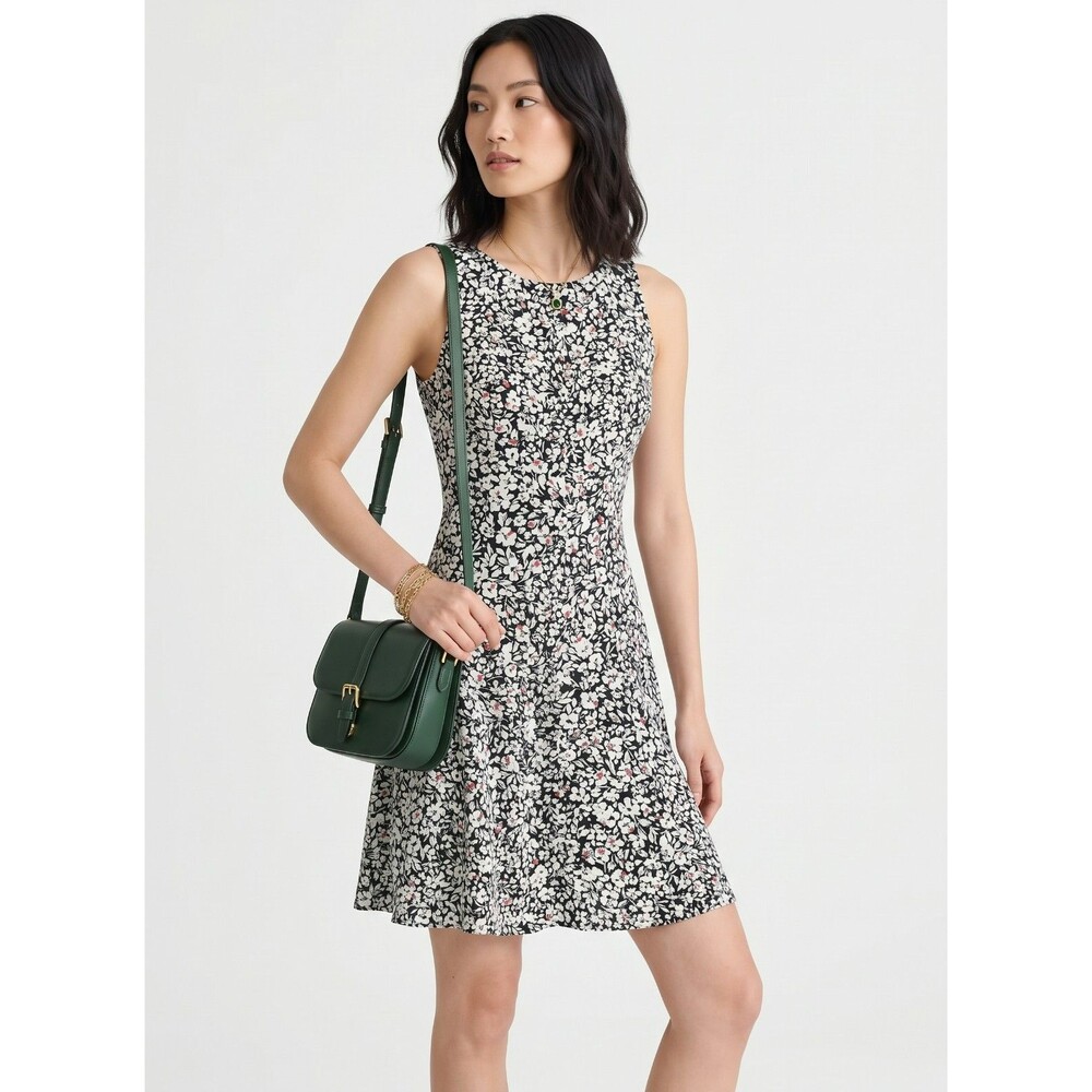 Madewell Floral Boatneck Mini Dress Womens Size 2 Navy Blue White Button Front